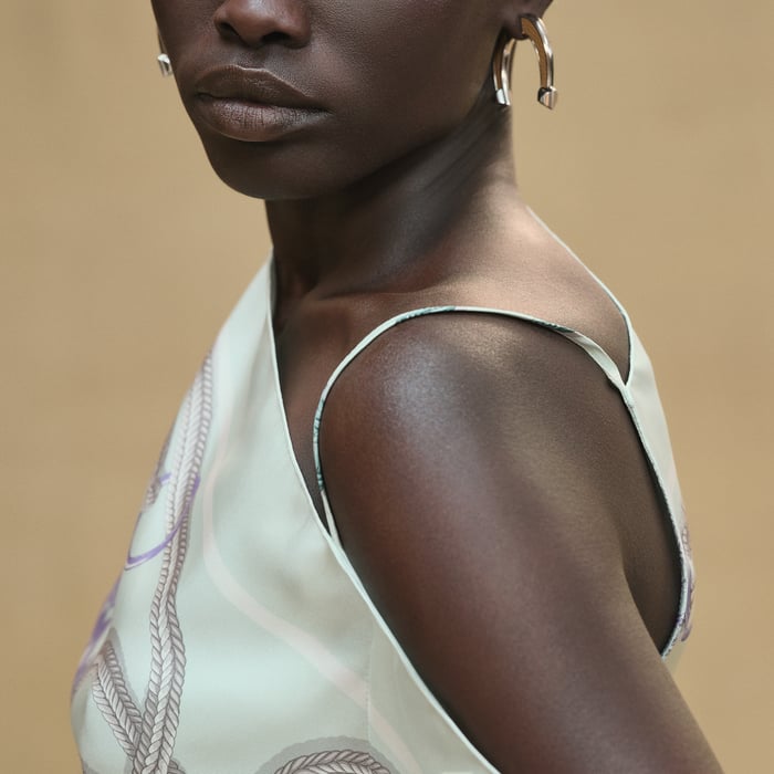 Vert Embrun "Palefroi Remix" Draped Asymmetric Sleeveless Blouse