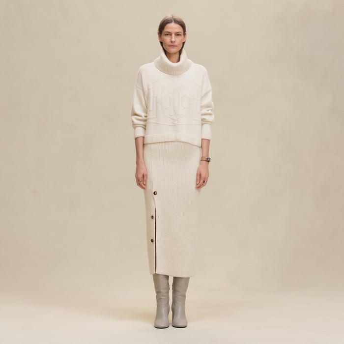 Blanc Naturel Cashmere "H Lift" Long-sleeve Sweater