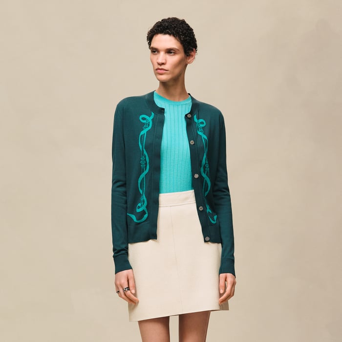 Vert Pin "Ferronnerie" Long-sleeve Cardigan