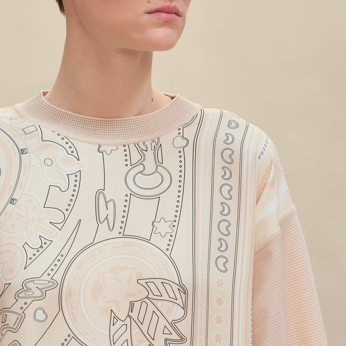Blanc Perle "Candy Libris" Long-sleeve Twillaine T-shirt Sweater