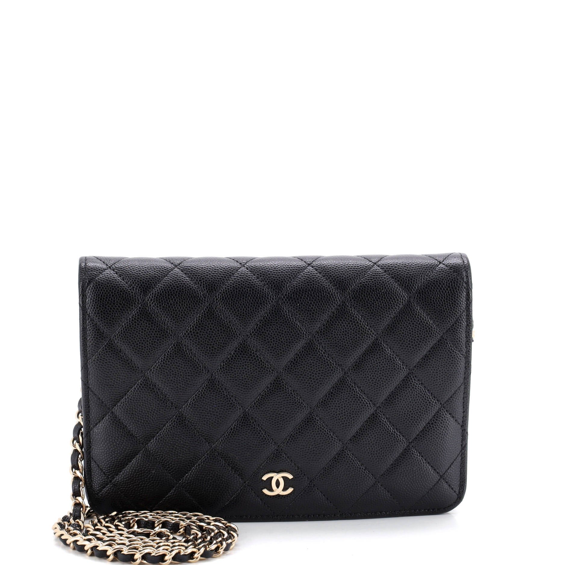 CC Full Flap Wallet on Chain Quilted Caviar