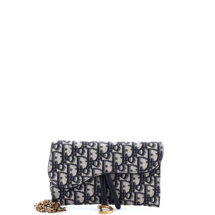 Dior Saddle Chain Clutch Oblique Canvas