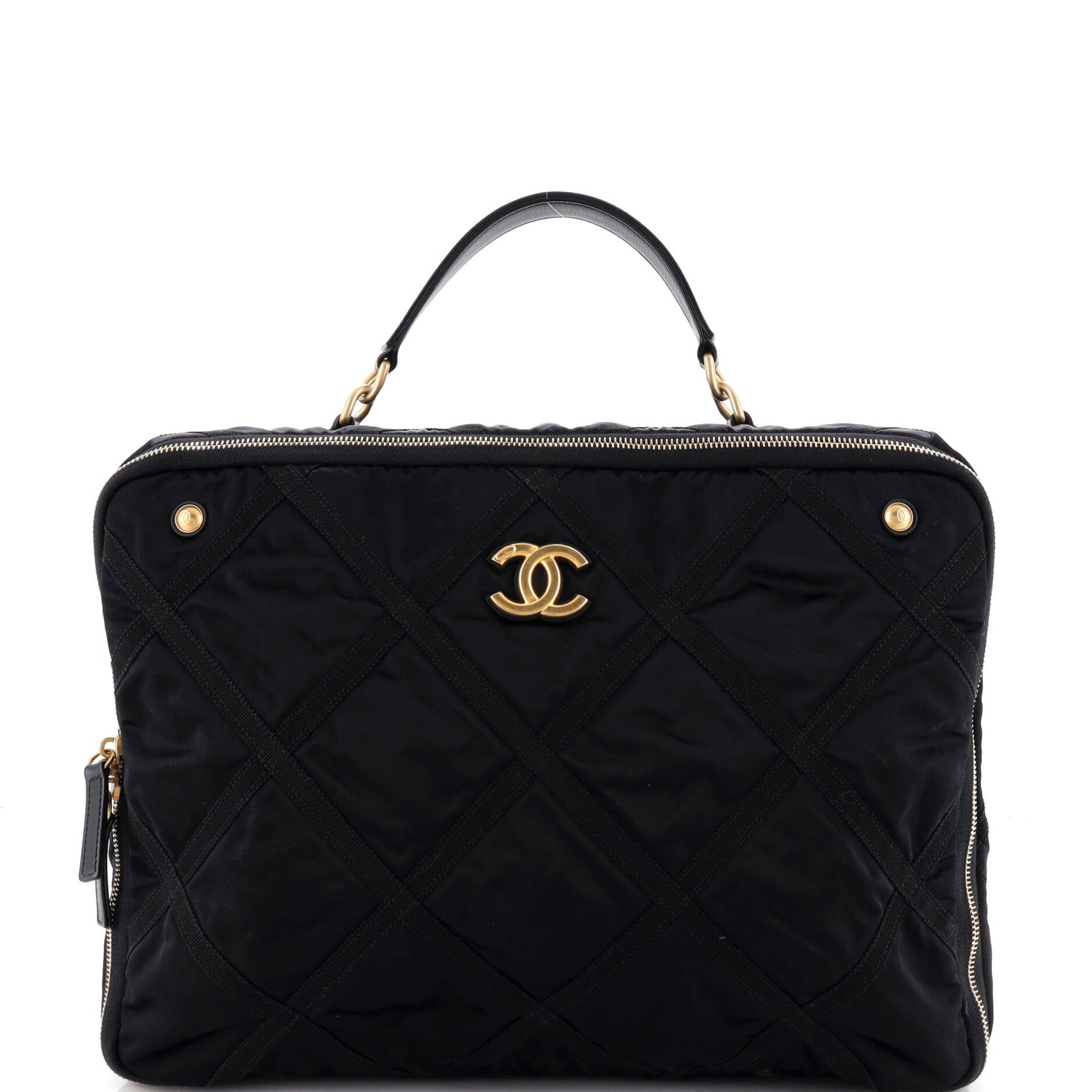 Lifestyle Travel Handbag Quilted Nylon with Grosgrain Medium