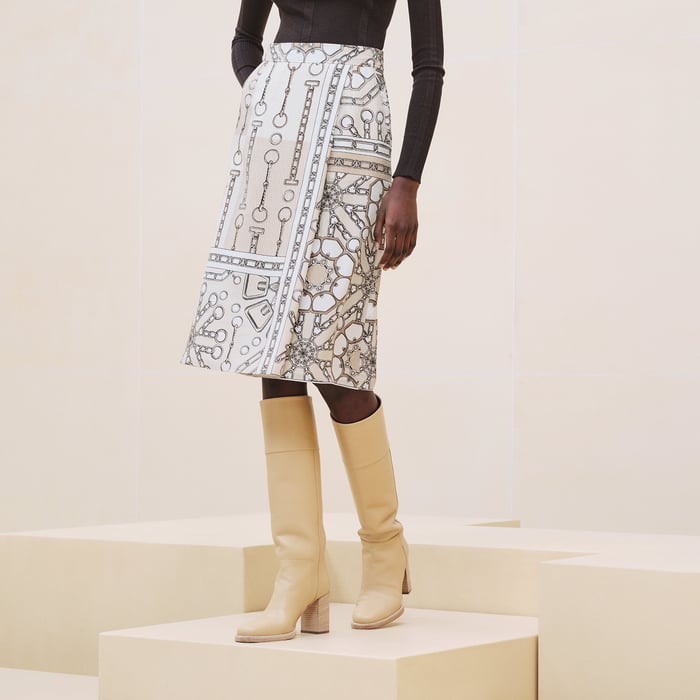 Beige Glaise "Effet Kaleidoscope" Wrap Skirt