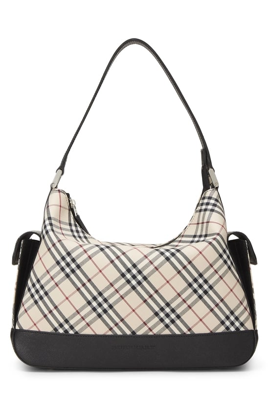Black Check Jacquard Canvas Hobo Small