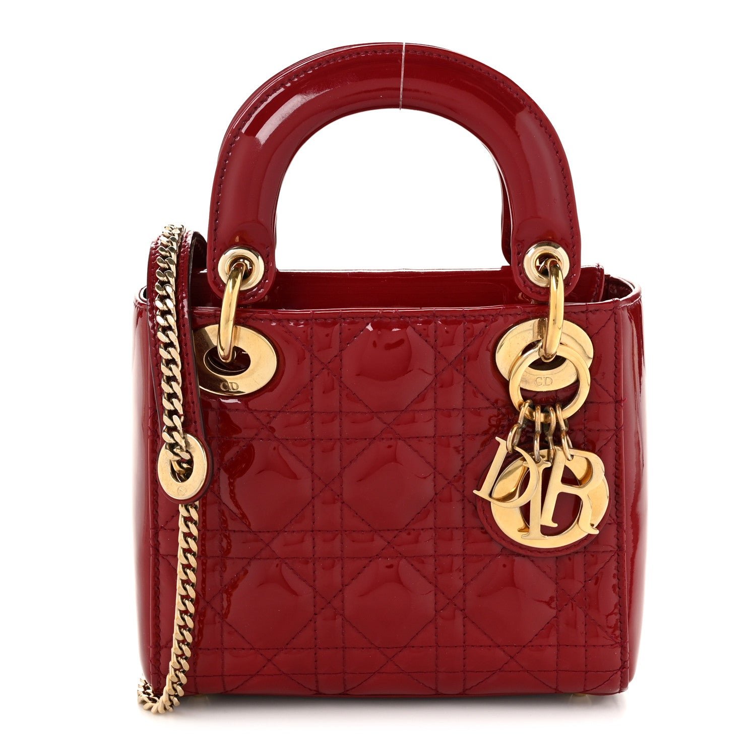 Dior Patent Cannage Mini Lady Dior Red