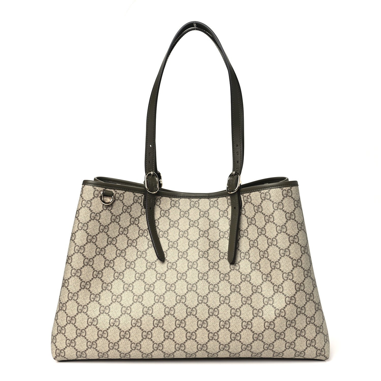 Gucci GG Supreme Monogram Emblem Large Tote Bag  Beige Green