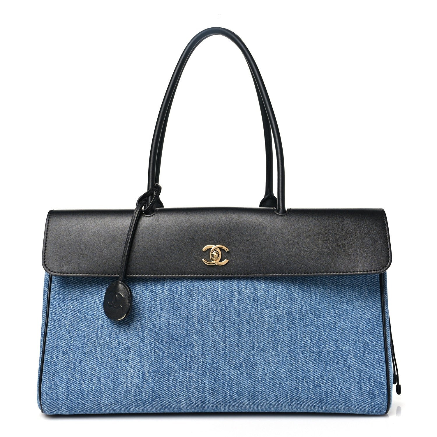 Chanel Denim Calfskin Urban Essentials Large Shopping Bag Blue Black