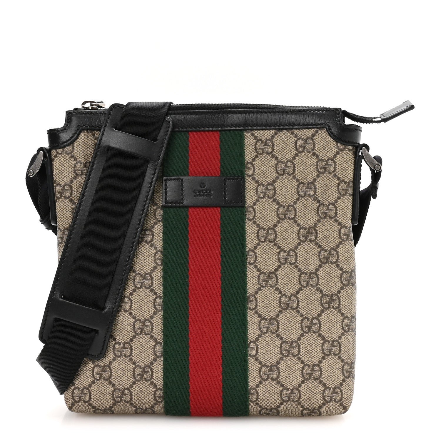 Gucci GG Supreme Monogram Web Messenger Bag Black
