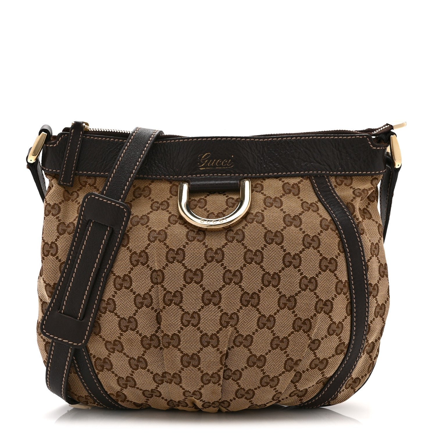 Gucci Monogram Small D Gold Ring Messenger Dark Brown