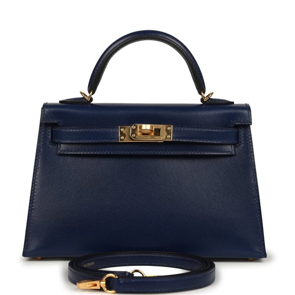Hermes Hermes Kelly Sellier 20 Bleu Saphir Box Gold Hardware