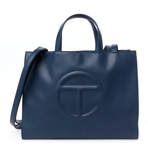 Telfar Vegan Leather Medium Shopping Bag  Navy