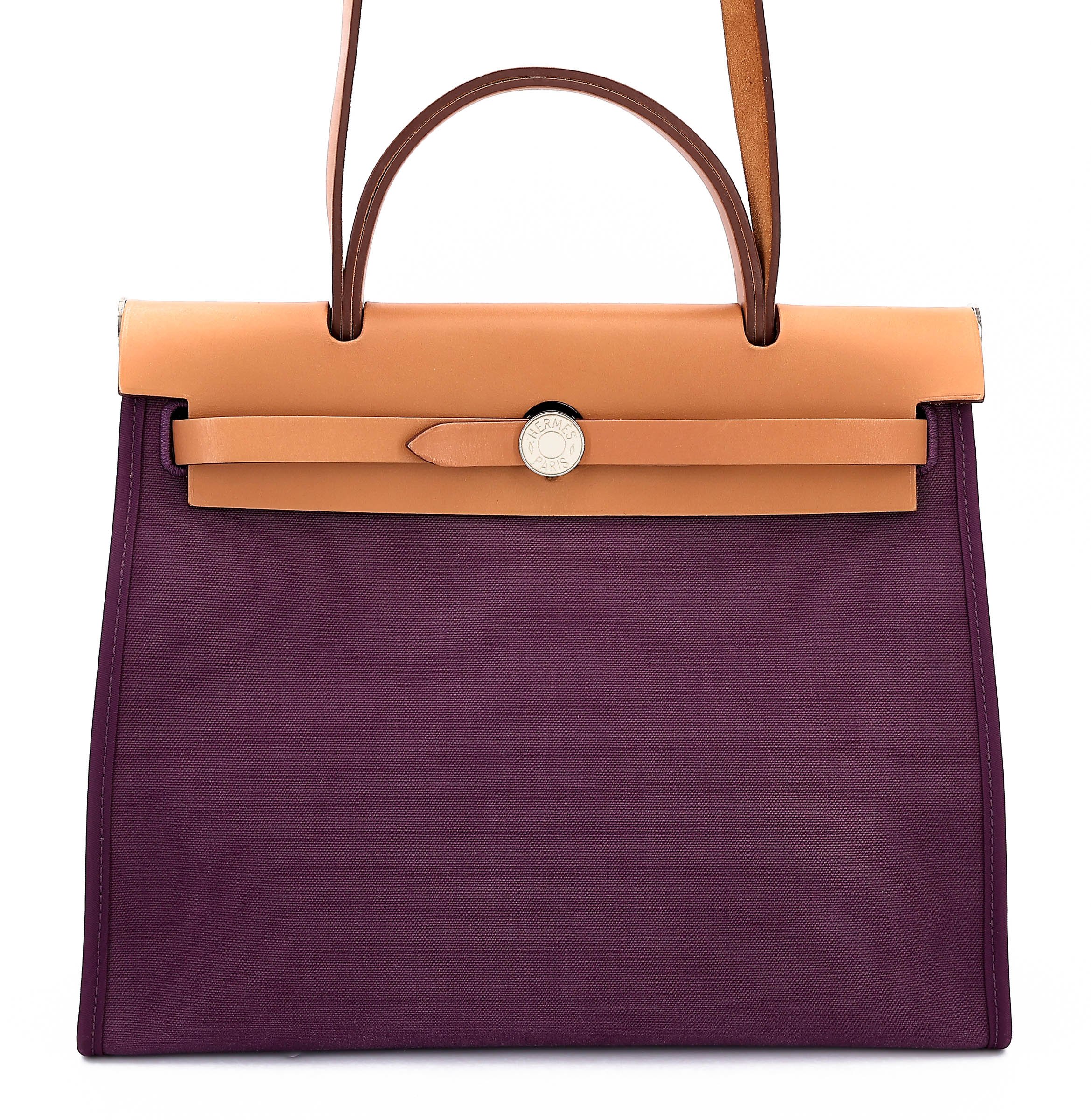Very Good ( Rank A) HERMÈS Herbag PM Raisin (59) Tosca (K5) Vache Hunter Canvas Palladium hardware Square R (2014)
