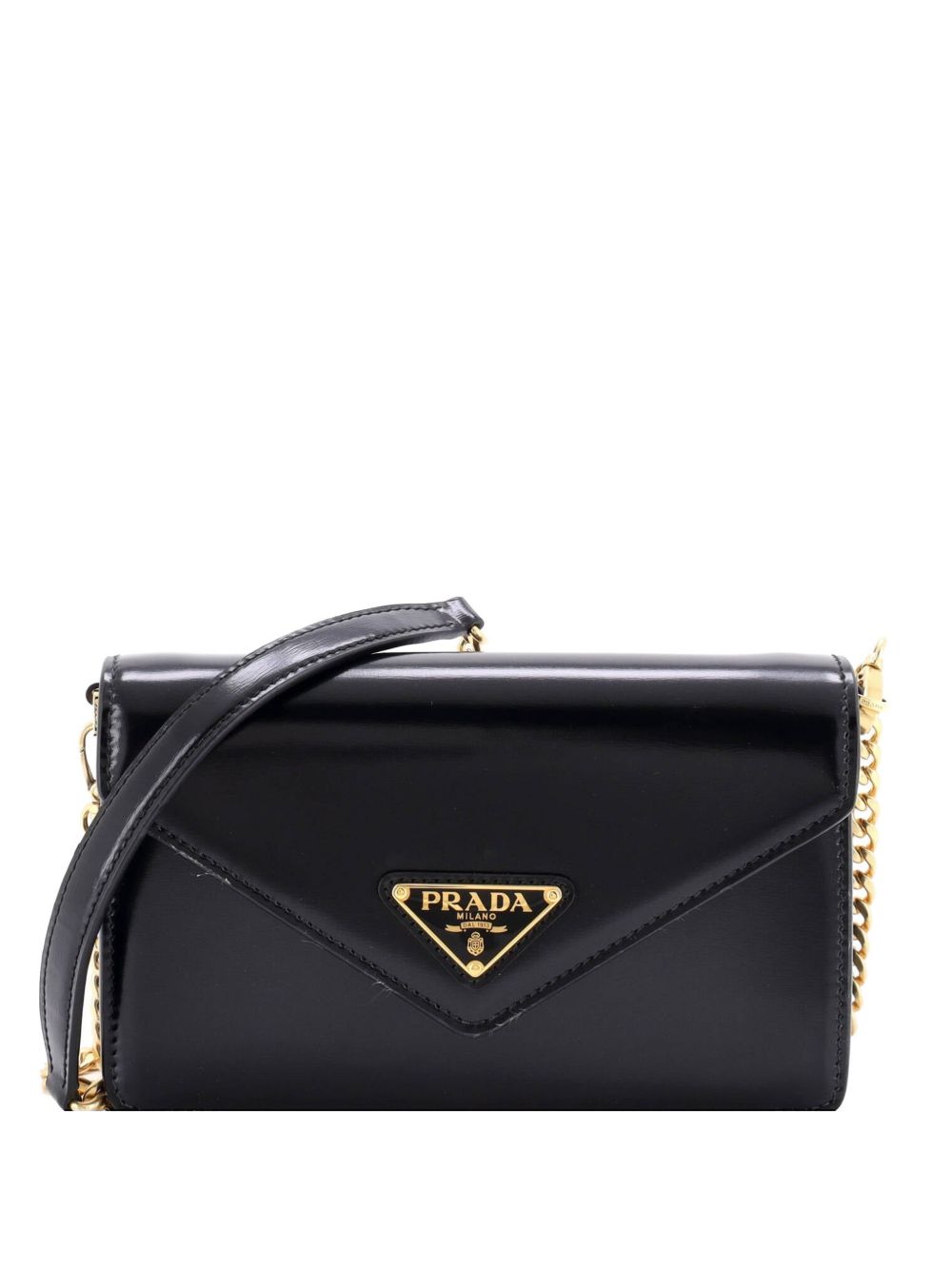 Triangle Logo Envelope Chain Leather crossbody bag