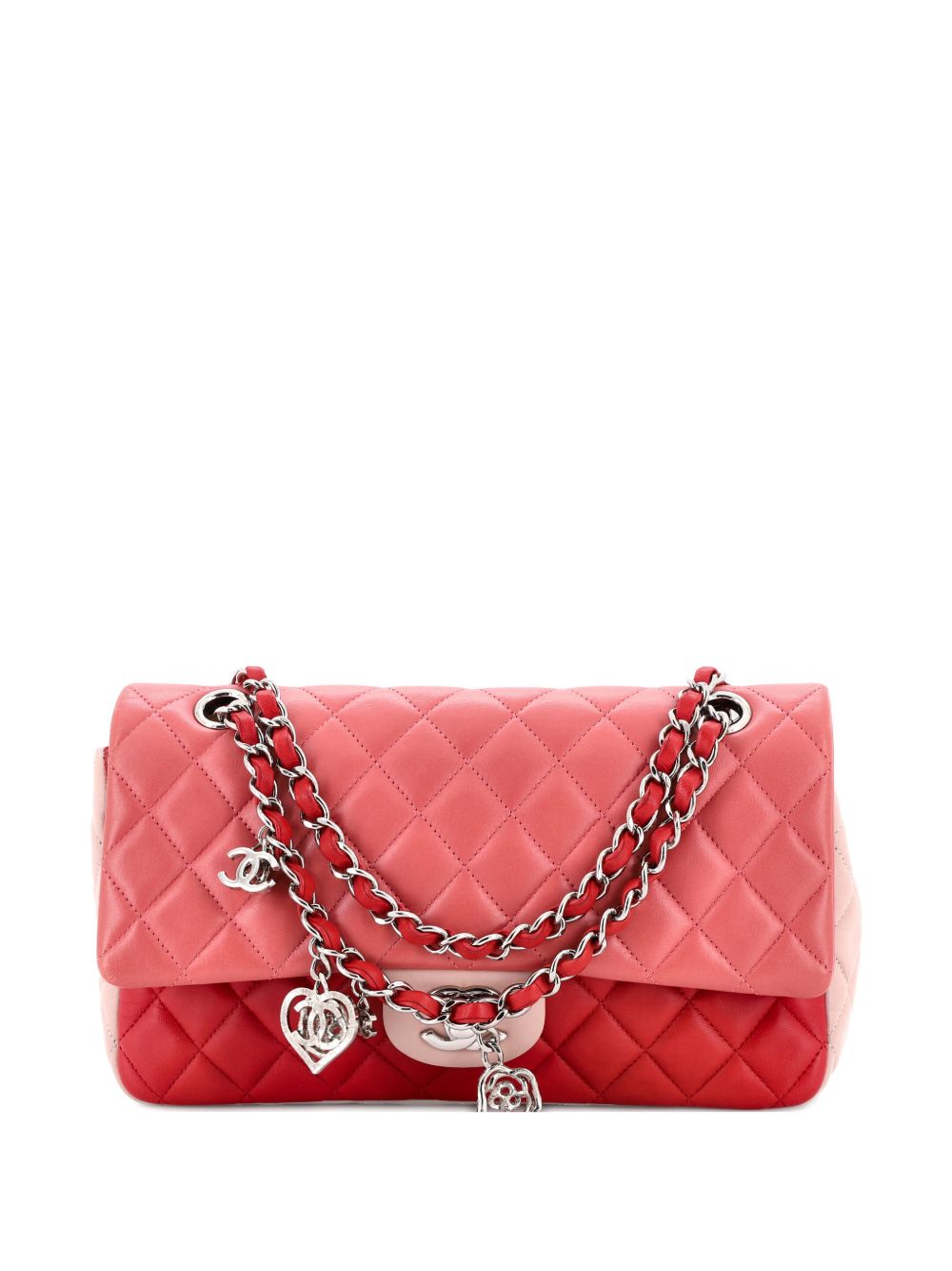 Tricolor Valentine Crystal Hearts Flap Bag Quilted Lambskin Medium shoulder bag