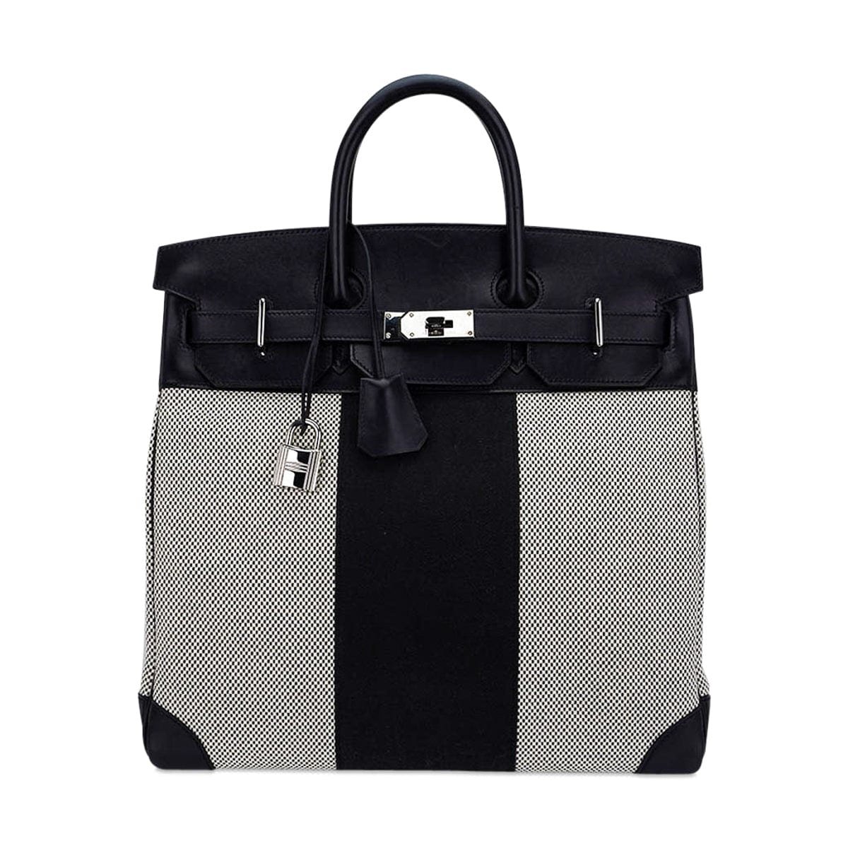 Hermes Hermes Limited Edition HAC Birkin 40 Bag Flag H Toile Black with Palladium Hardware