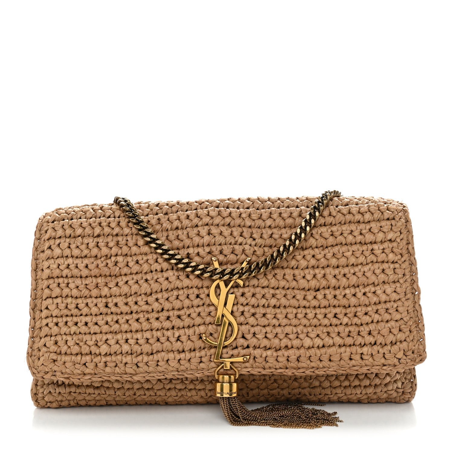 Saint Laurent Raffia Monogram Tassel Kate 99 Dark Nude