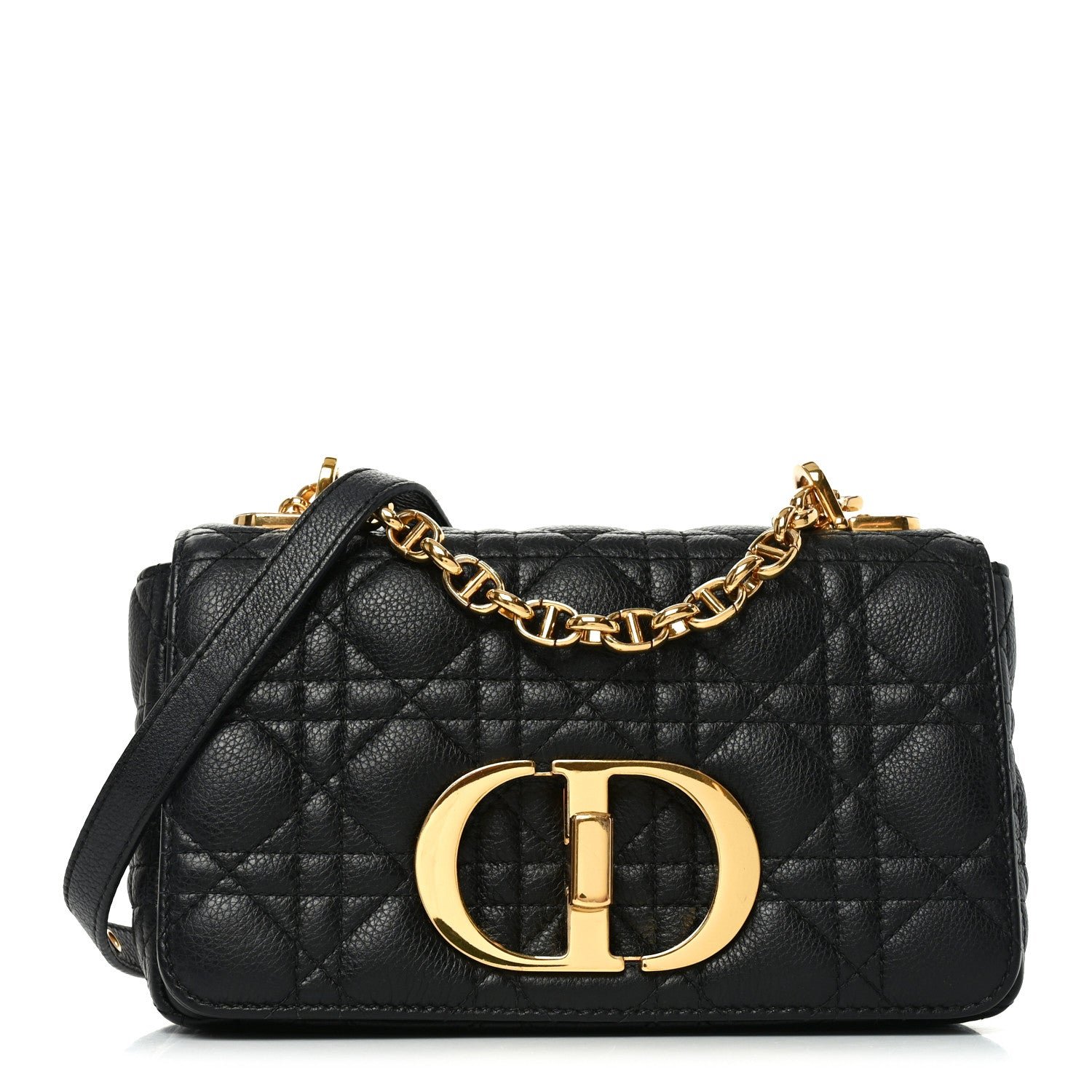 Christian Dior Calfskin Cannage Small Caro Bag Black