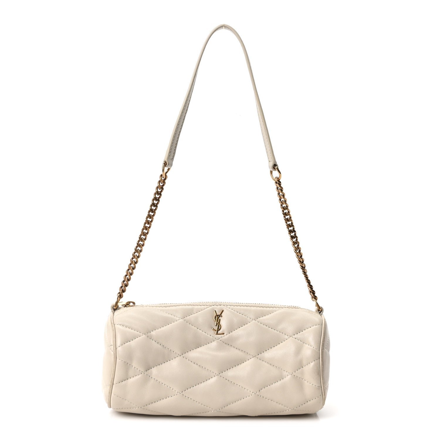 Saint Laurent Lambskin Monogram Mini Sade Tube Bag Crema Soft