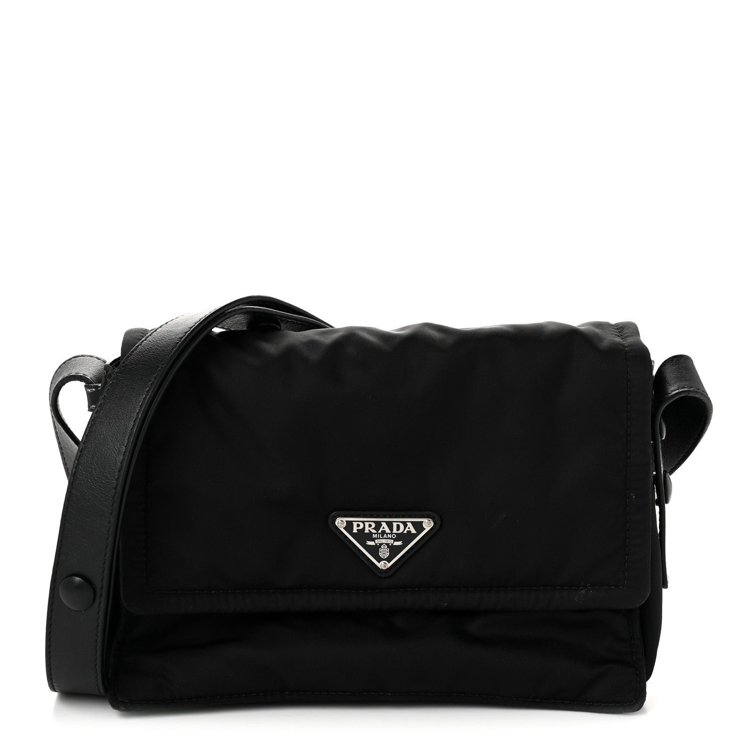 Prada Re-Nylon Vitello Padded Small Flap Shoulder Bag Black