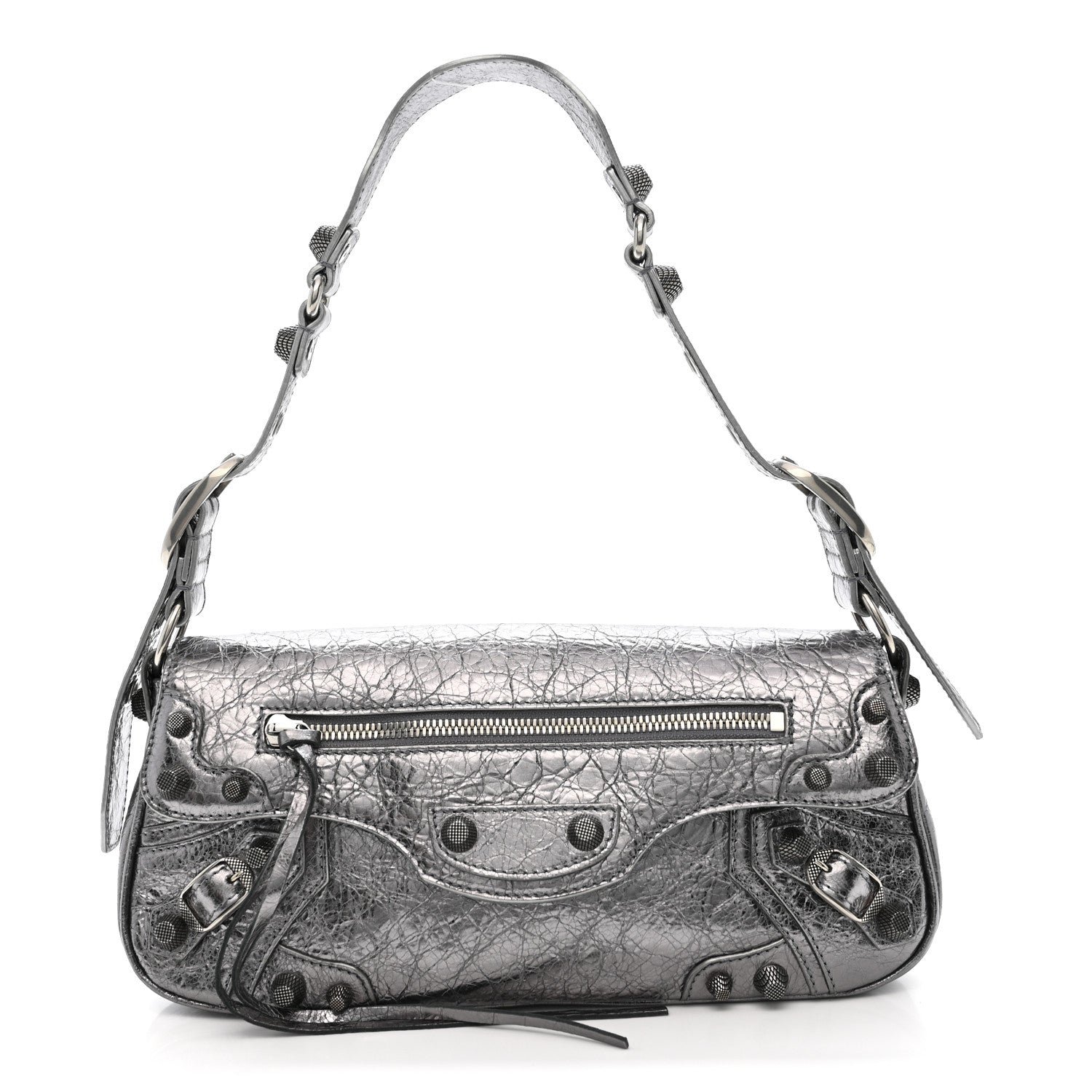 Balenciaga Metallic Agneau Arena Small Le Cagole Sling Bag Silver