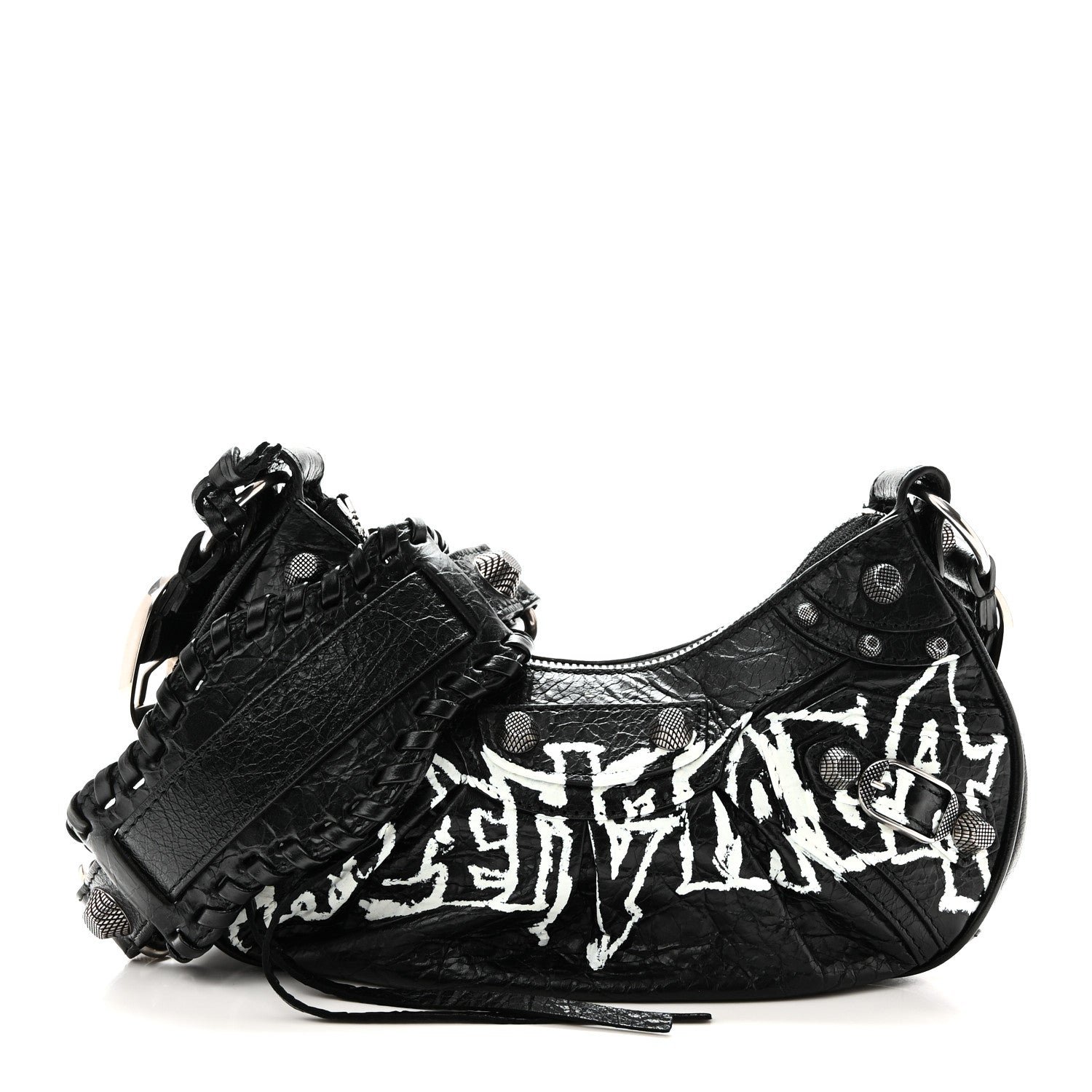Balenciaga Agneau Arena Lunar New Year Graffiti Logo Le Cagole Shoulder Bag XS Black