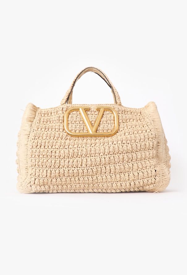 Valentino Beige Raffia Tote Bag