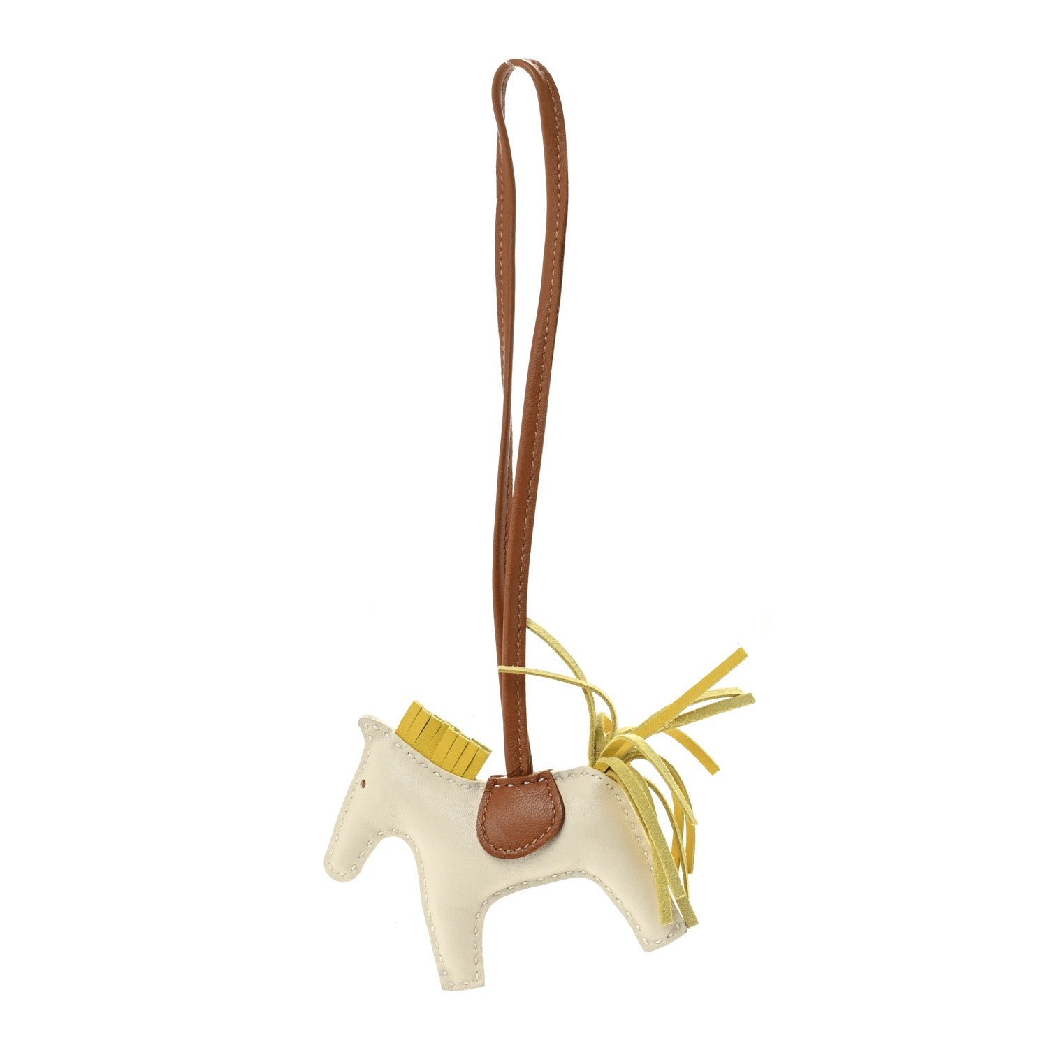 Hermes Milo Lambskin Grigri Rodeo Horse Bag Charm PM Craie Gold Jaune De Naples