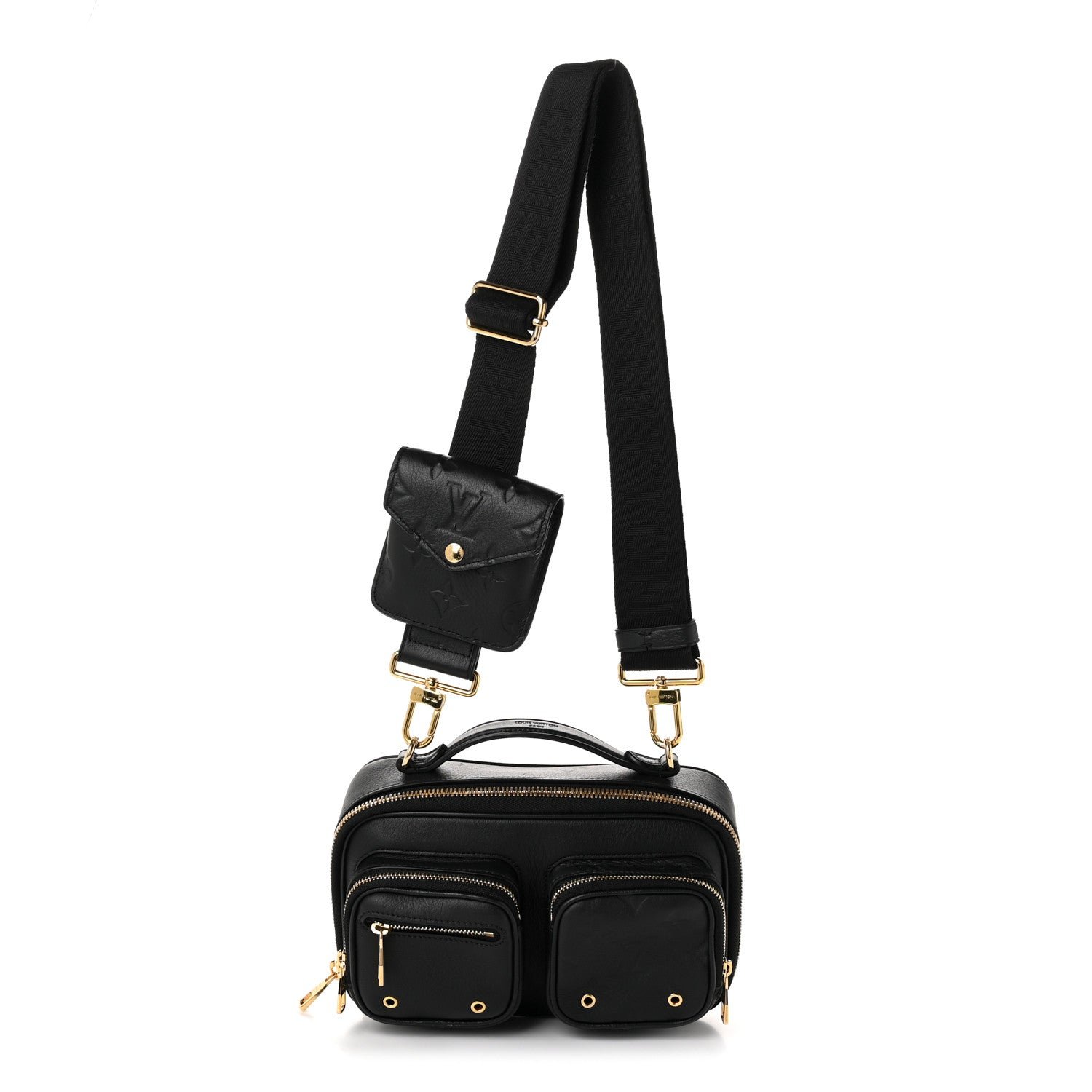 Louis Vuitton Calfskin Monogram Embossed Utility Crossbody Black