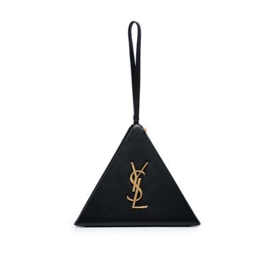 Small Calfskin Leather Pyramid Box Clutch
