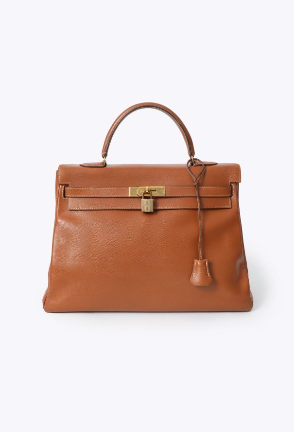 Hermes '80s Gold Courchevel Kelly Retournè 35