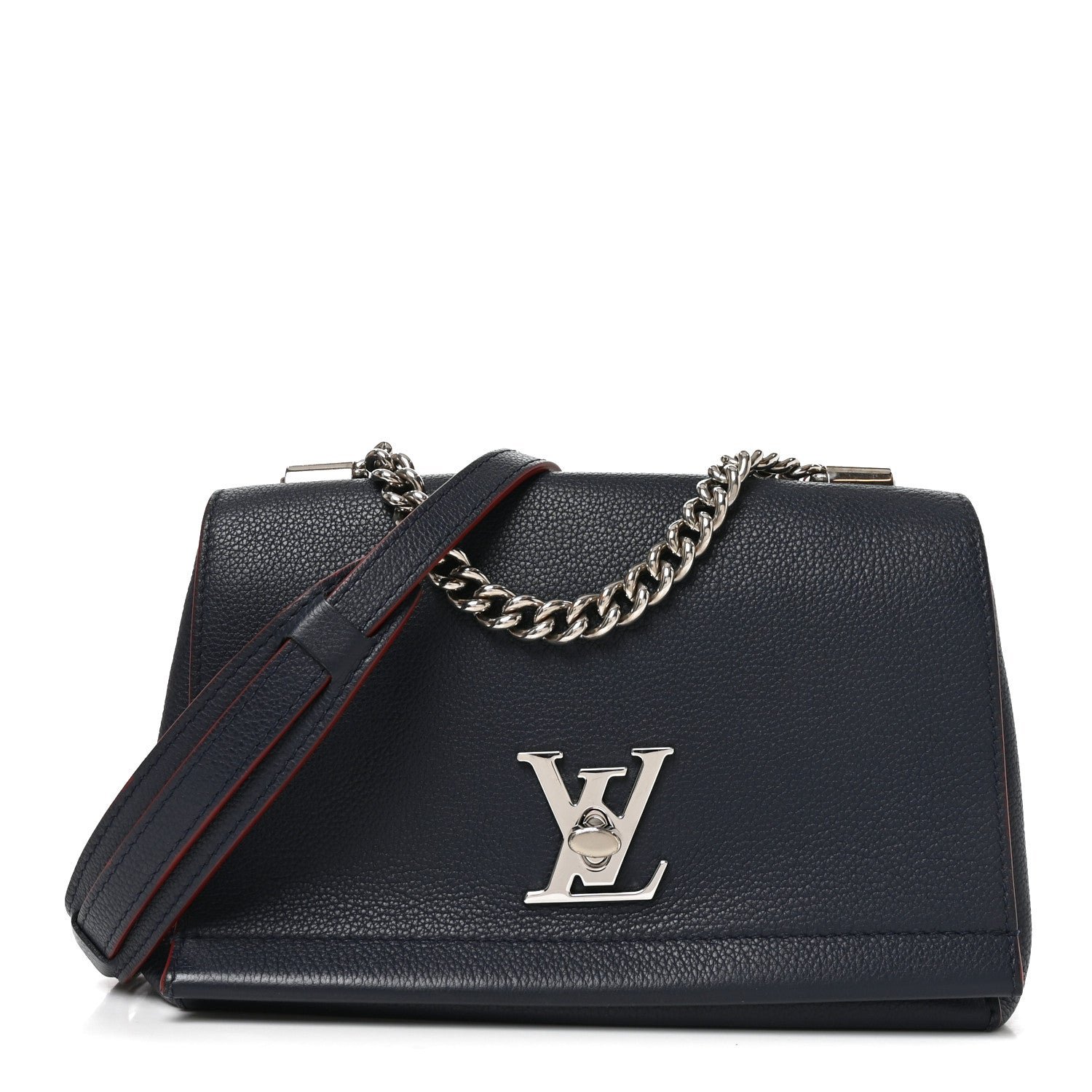 Louis Vuitton Calfskin Lockme II Chain Bag BB Marine Rouge
