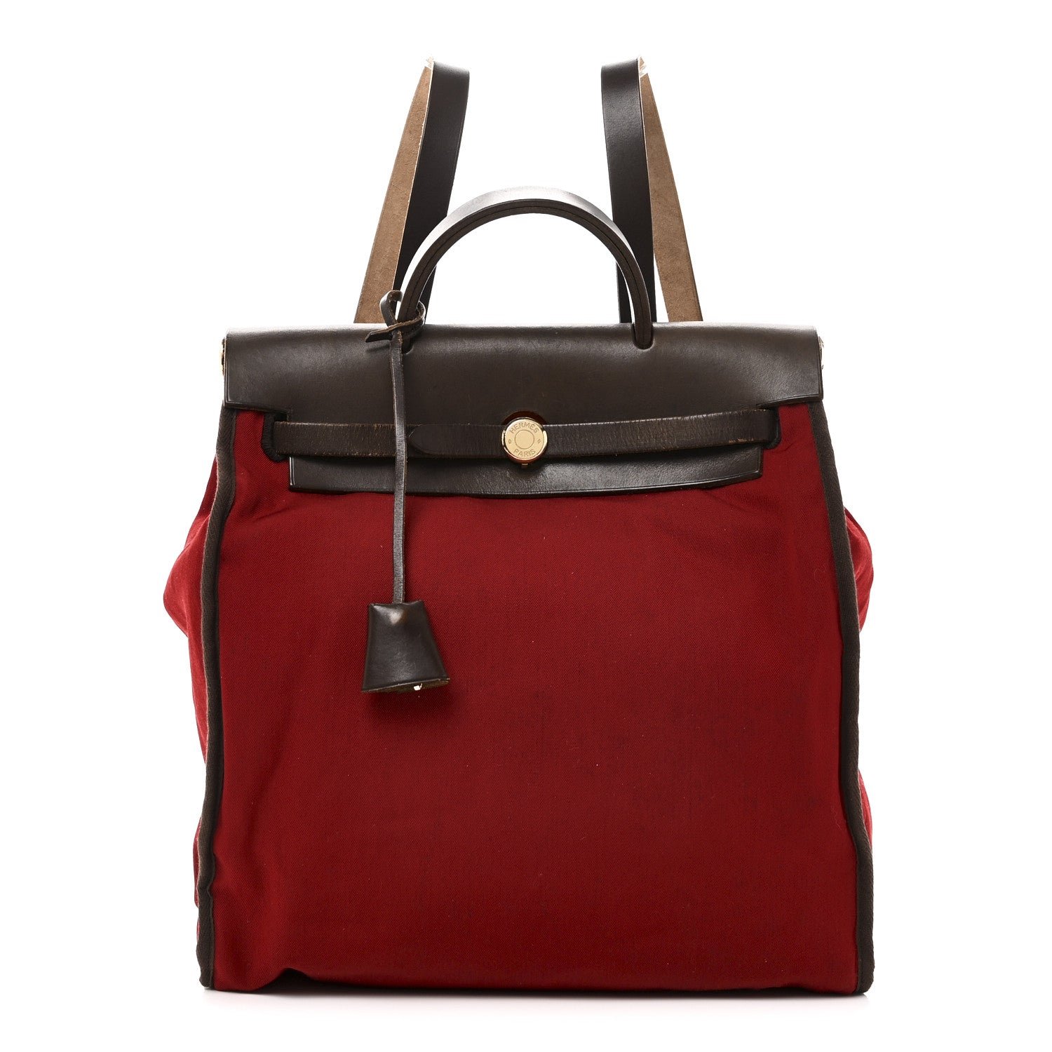 Hermes Hermes Toile Vache Calfskin Herbag 30 PM Backpack Orange Red