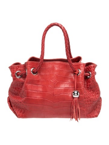 Embossed Leather Top Handle Bag