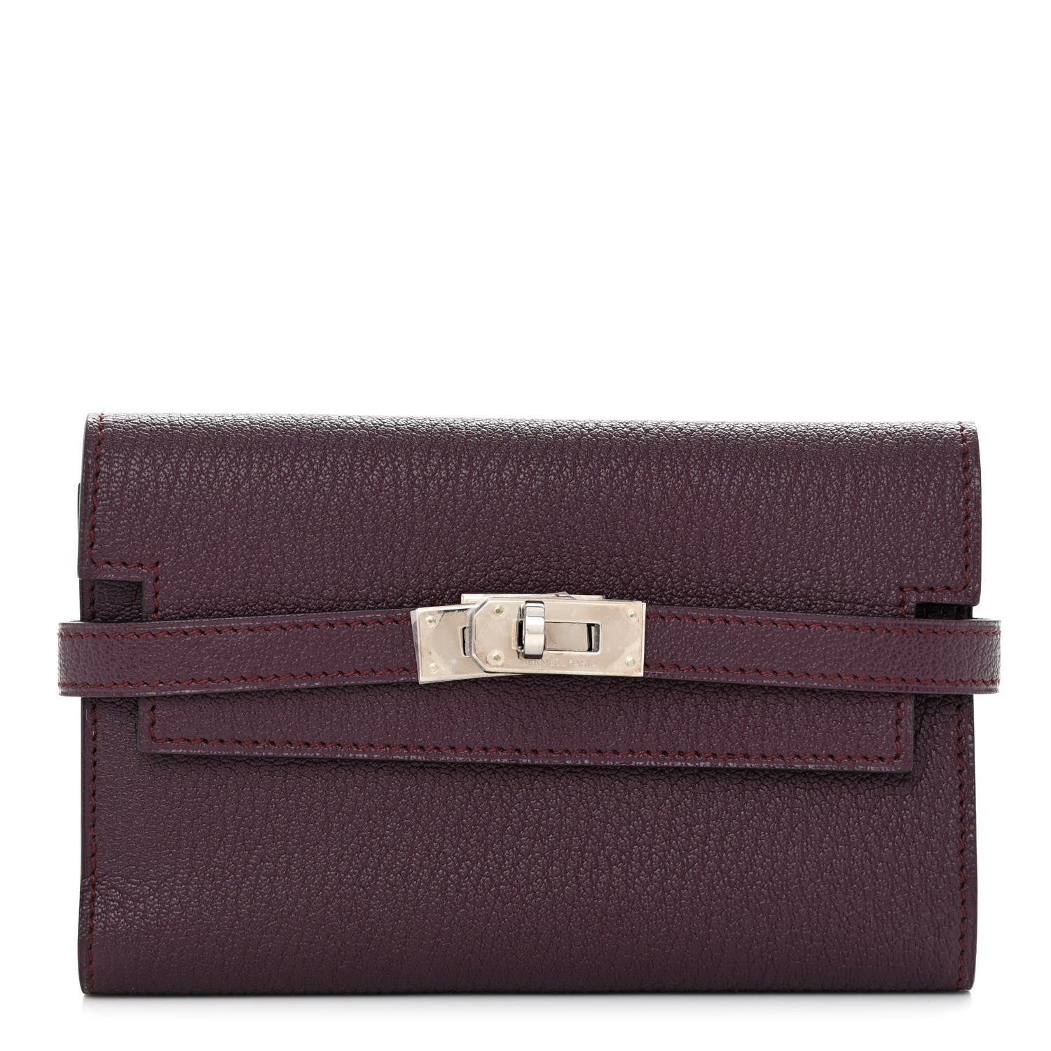 Hermes Chevre Mysore Medium Kelly Wallet Prune