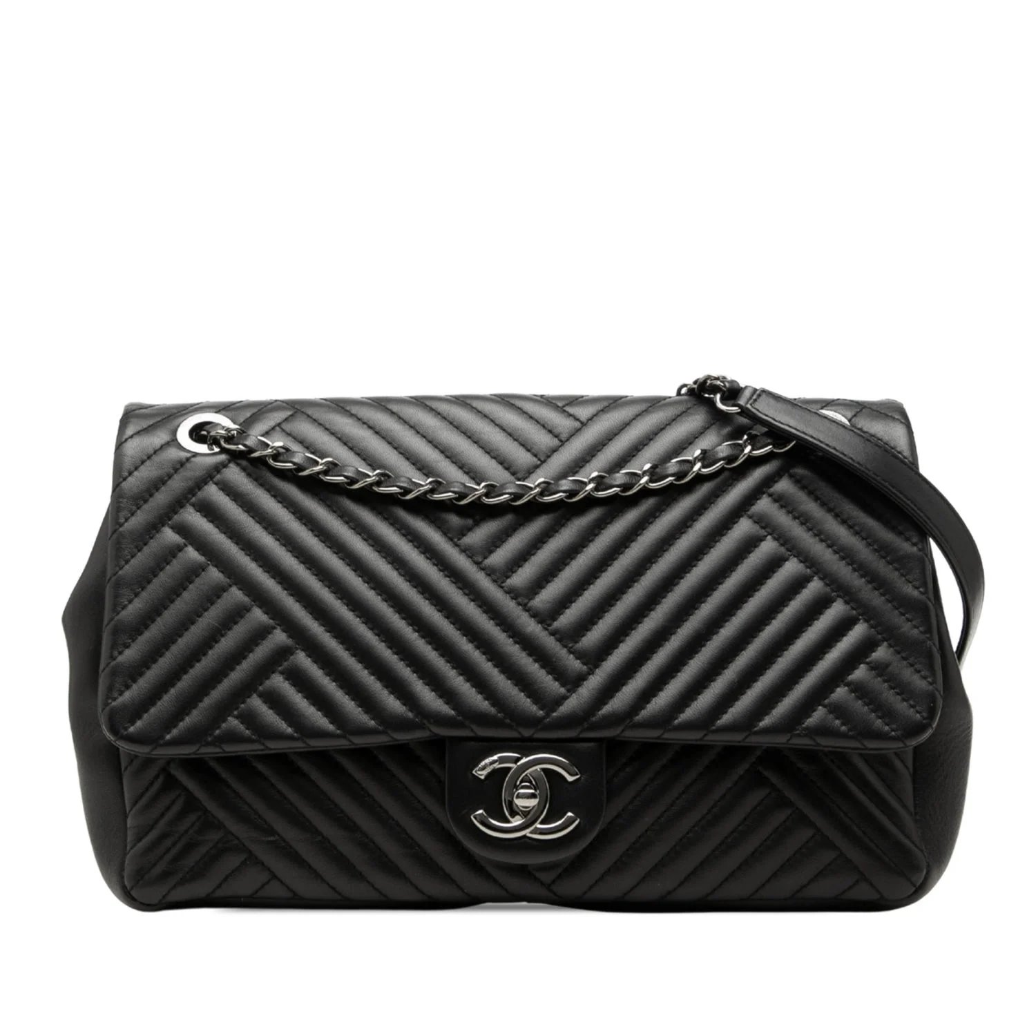 Large Lambskin CC Crossing Flap