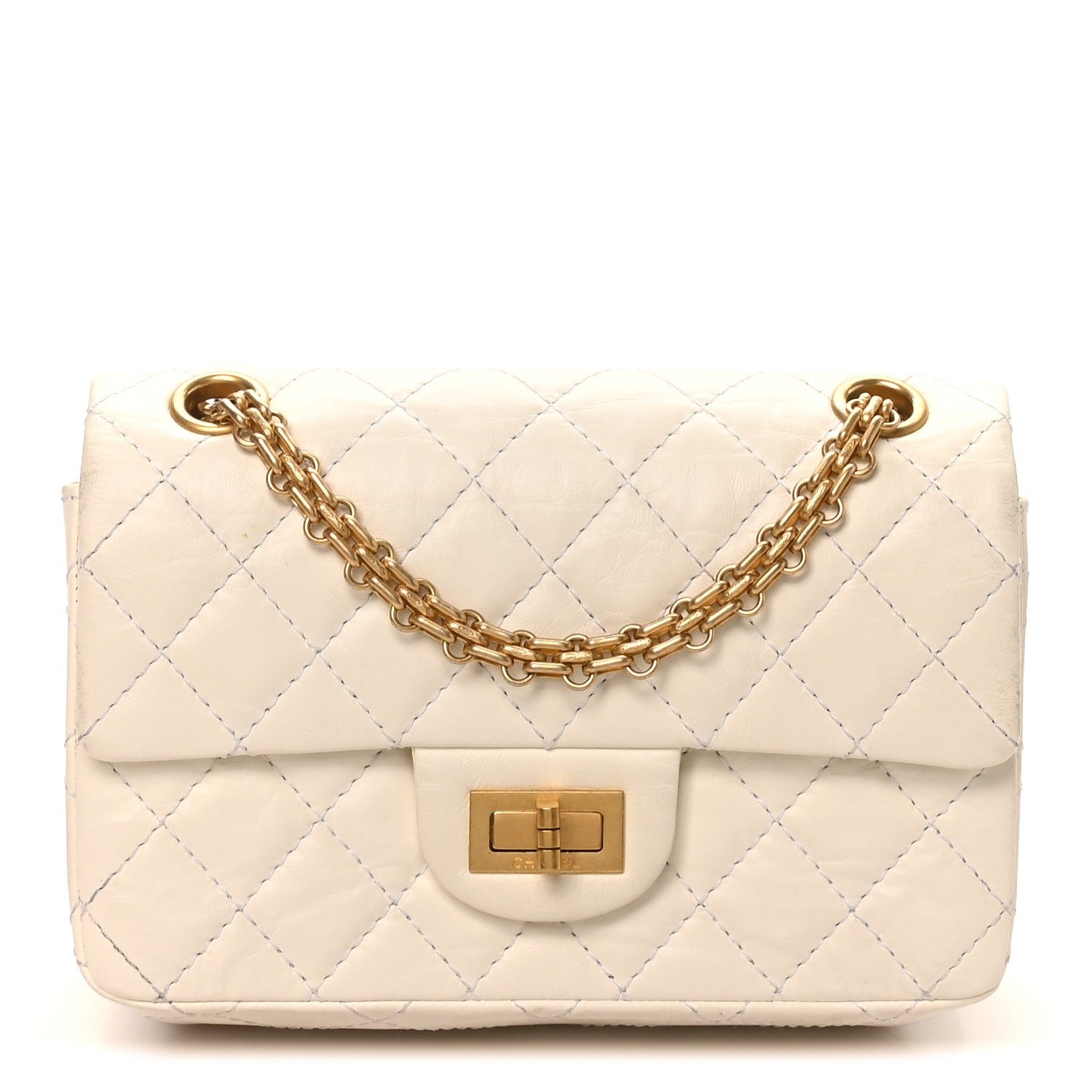 Chanel Aged Calfskin Quilted 2.55 Reissue Mini Flap White