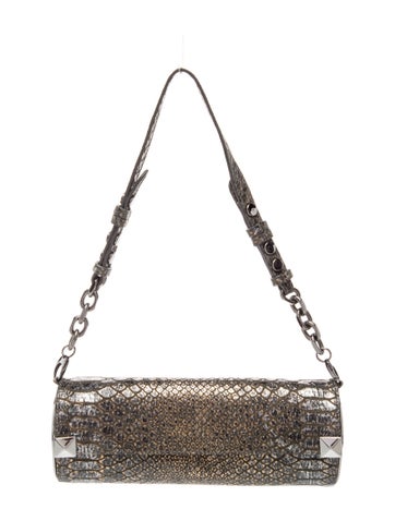Embossed Leather Top Handle Bag
