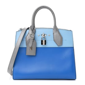 Louis Vuitton Calfskin City Steamer PM Silver Blue