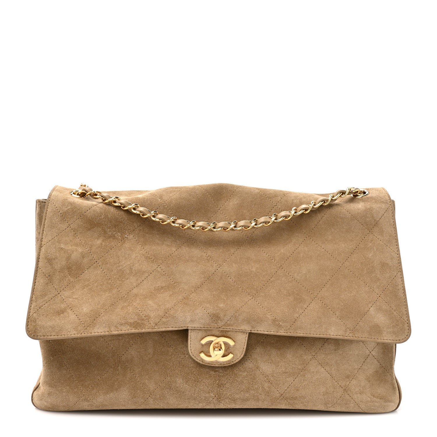 Chanel Suede Calfskin Souplissimo Maxi Flap Dark Beige