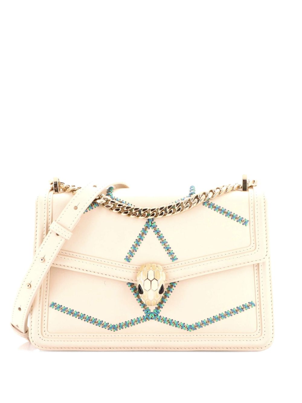 Serpenti Forever Whipstitched Leather Small shoulder bag