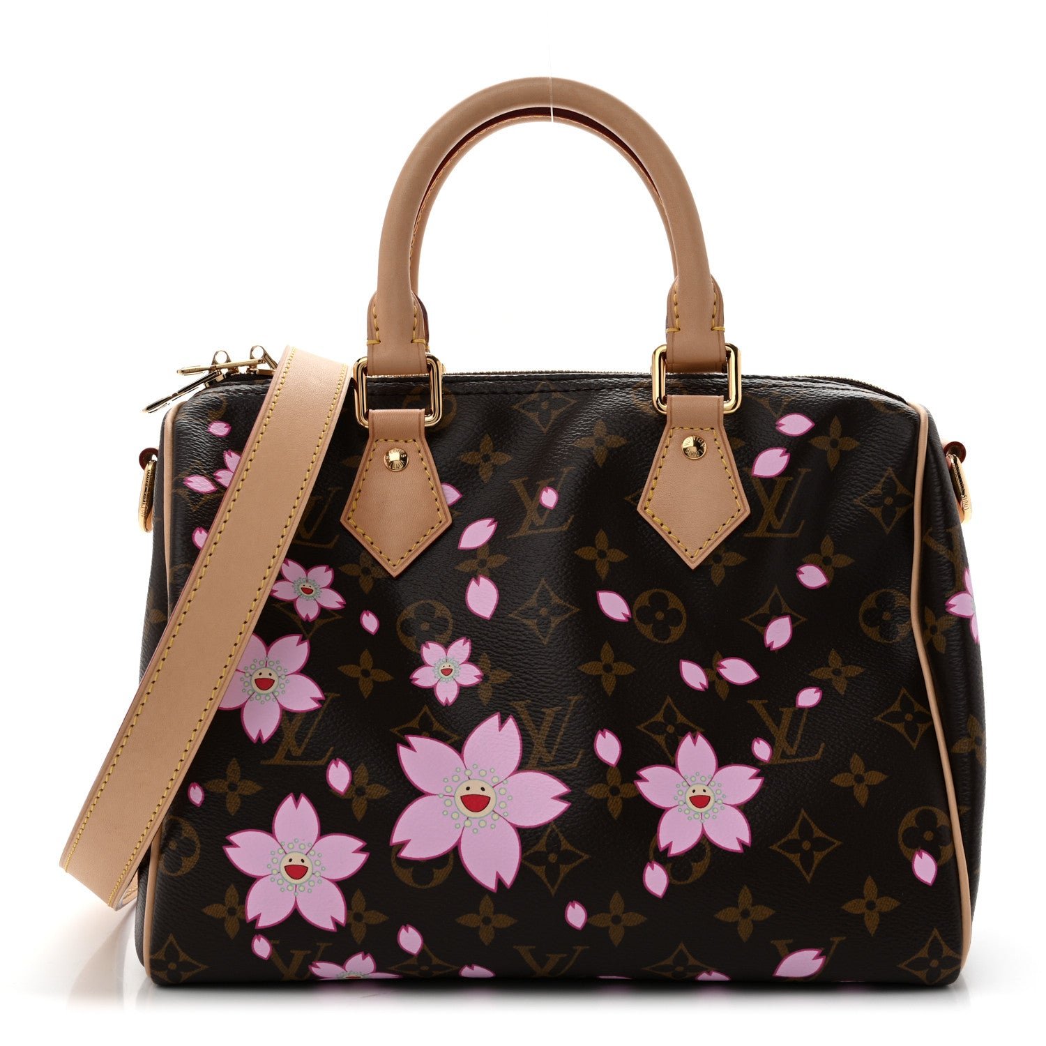 Louis Vuitton LV X TM Monogram Cherry Blossom Speedy Bandouliere 25 Sakura Brown