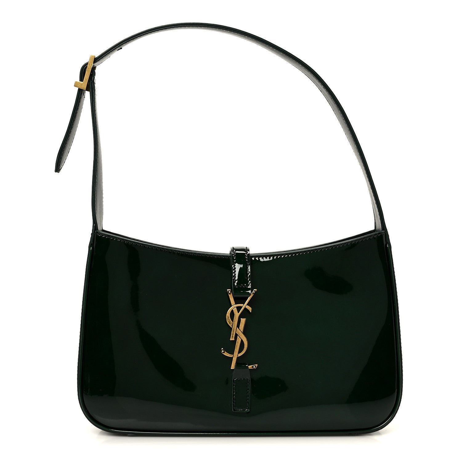 Saint Laurent Patent Le 5 A 7 Hobo Dark Leaf
