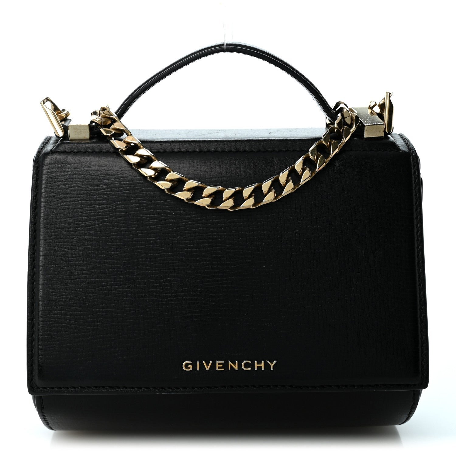 Givenchy Textured Calfskin Mini Pandora Box Chain Crossbody Bag Black