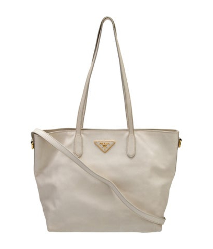 Prada Enameled Metal Triangle Lux Satchel