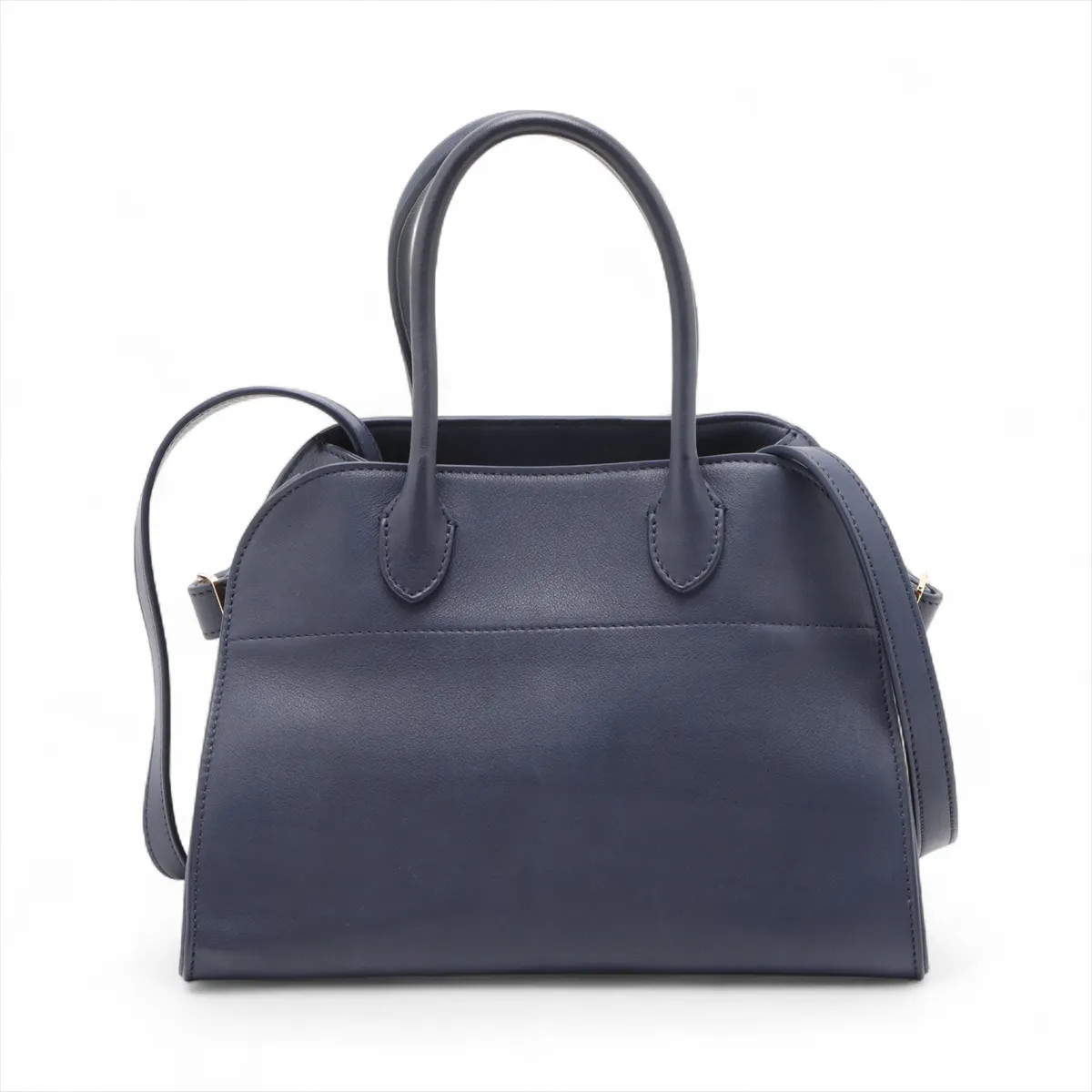 The Row Soft Margot 10 Leather 2 Way Handbag Navy Blue