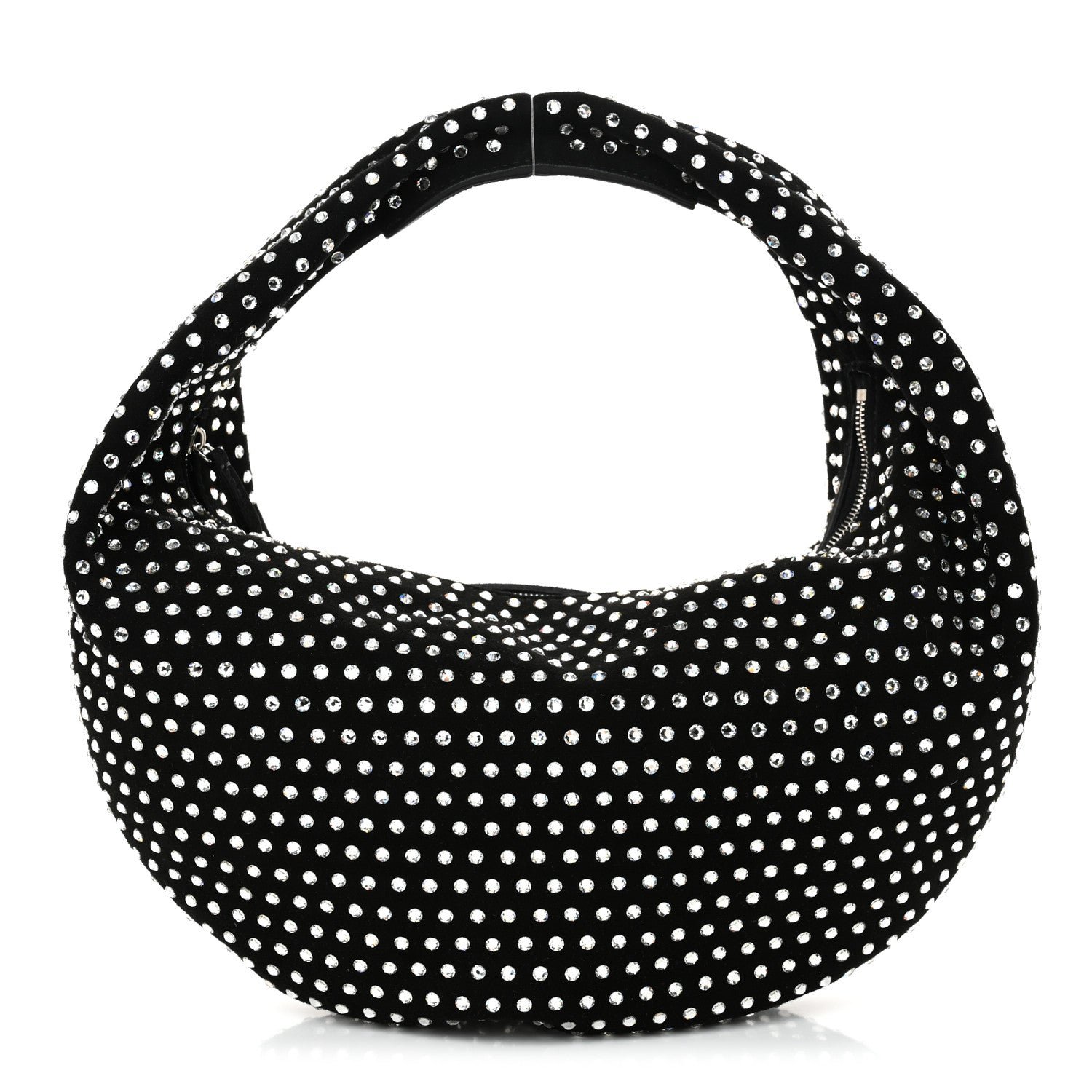 Khaite Crystal Suede Medium Olivia Hobo Black