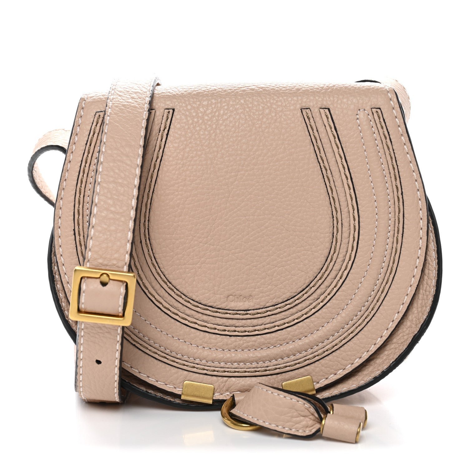 Chloe Grained Calfskin Small Marcie Saddle Bag Blossom Pink