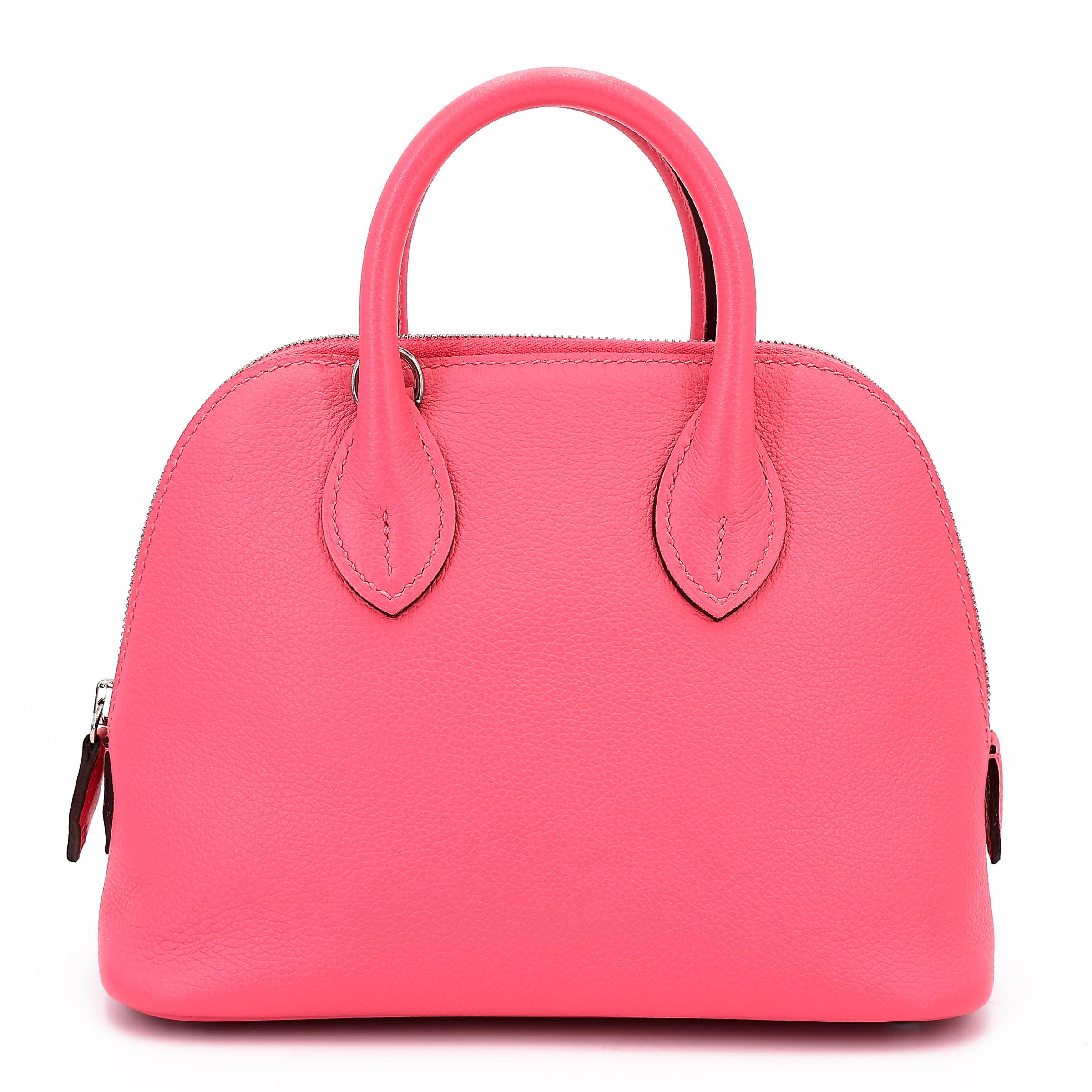 Unused ( Rank NS ) HERMÈS Mini Bolide 1923 Rose Azalee (8W) Evercolor Palladium hardware B (2023)