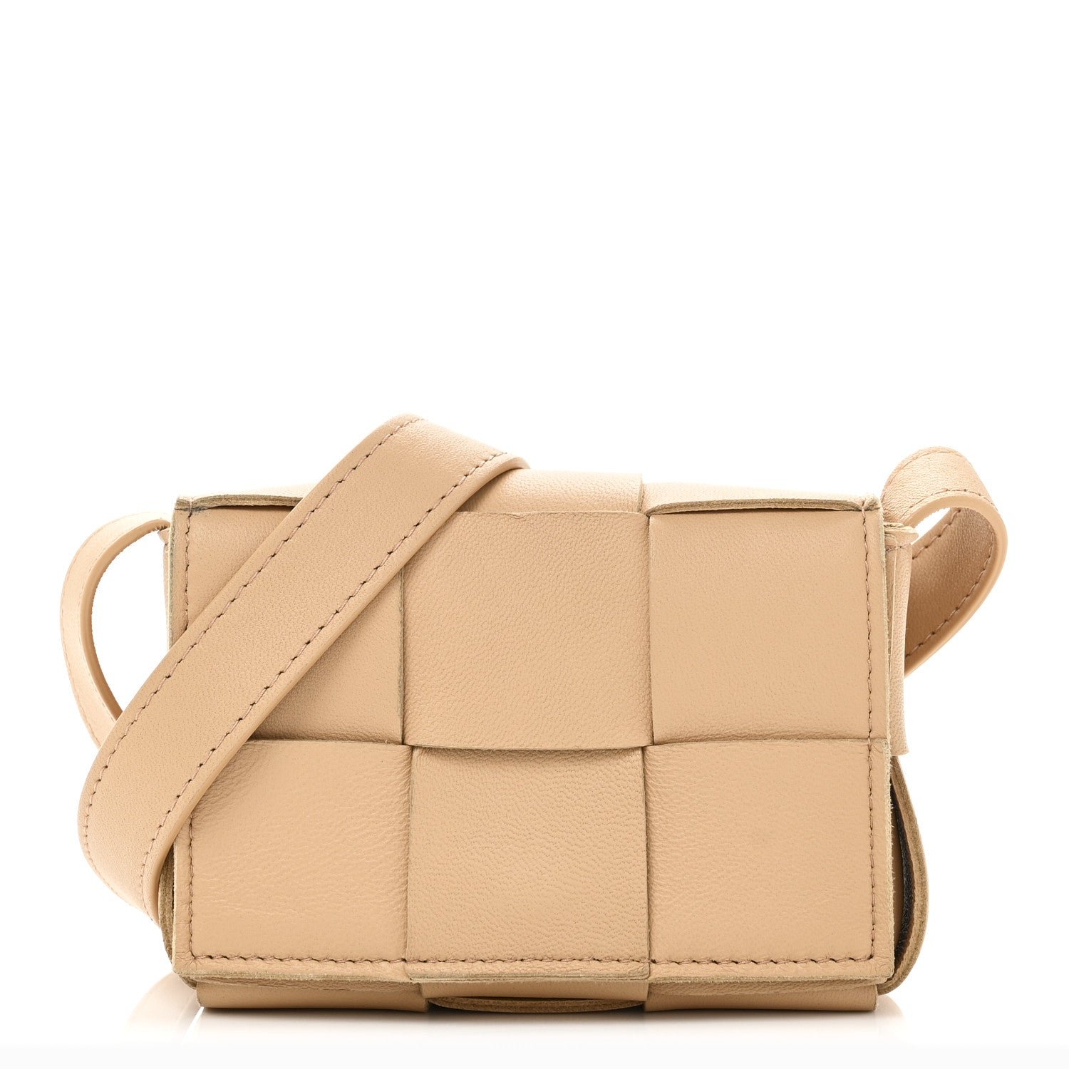 Bottega Veneta Bottega Veneta Lambskin Maxi Intrecciato Extra Mini Cassette Crossbody Bag Almond